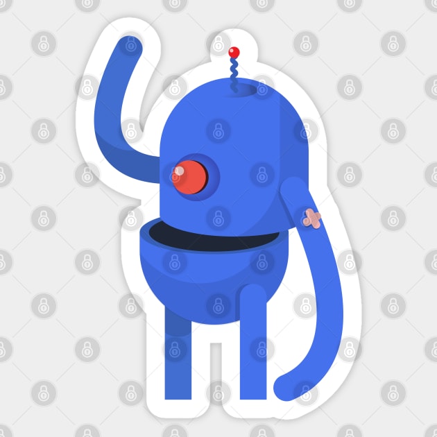 Blue Robot Sticker by Gunes Ozcan